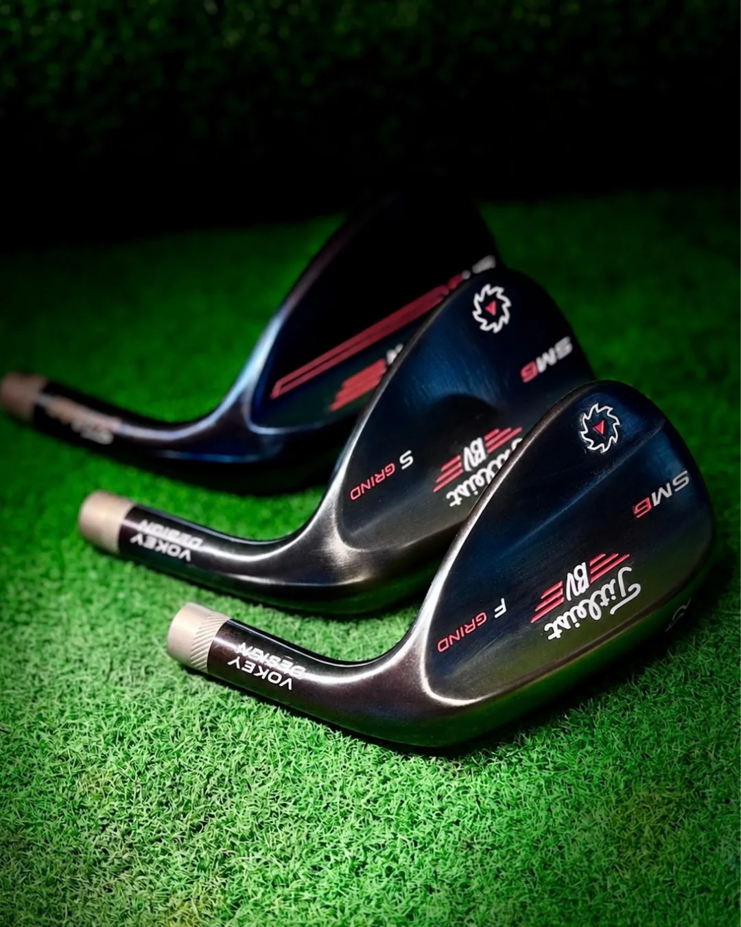 Titleist Vokey SM6 52º / 56º SM9 60º wedge after Tour Blast Torched Blue refinish by Sublevel Golf