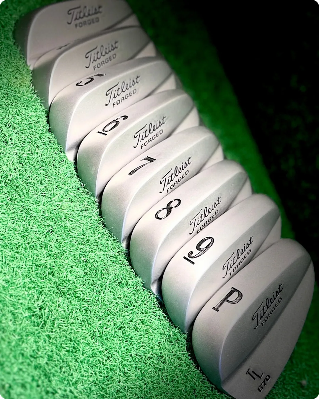 Titleist Forged 670 iron after Tour Blast Raw refinish by Sublevel Golf