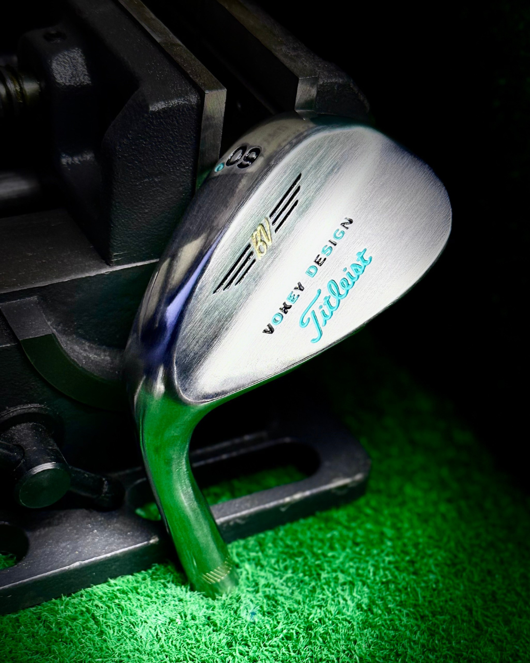 Titleist Vokey Design 60º wedge after Grain Polished Raw; OEM Stamp Deletion refinish by Sublevel Golf