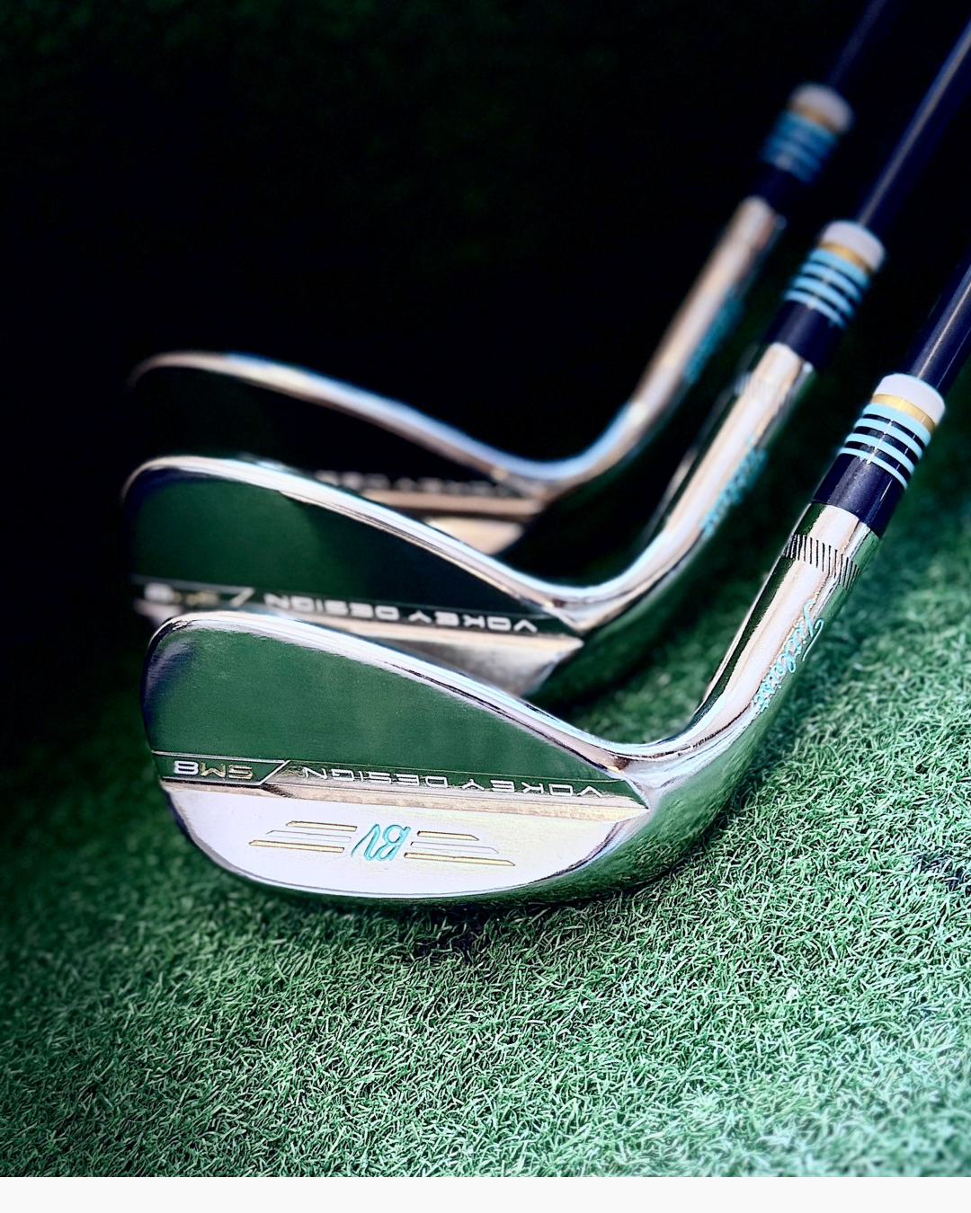 Titleist Vokey SM8 52º / 56º / 60º wedge after Polished Nickel Plating refinish by Sublevel Golf