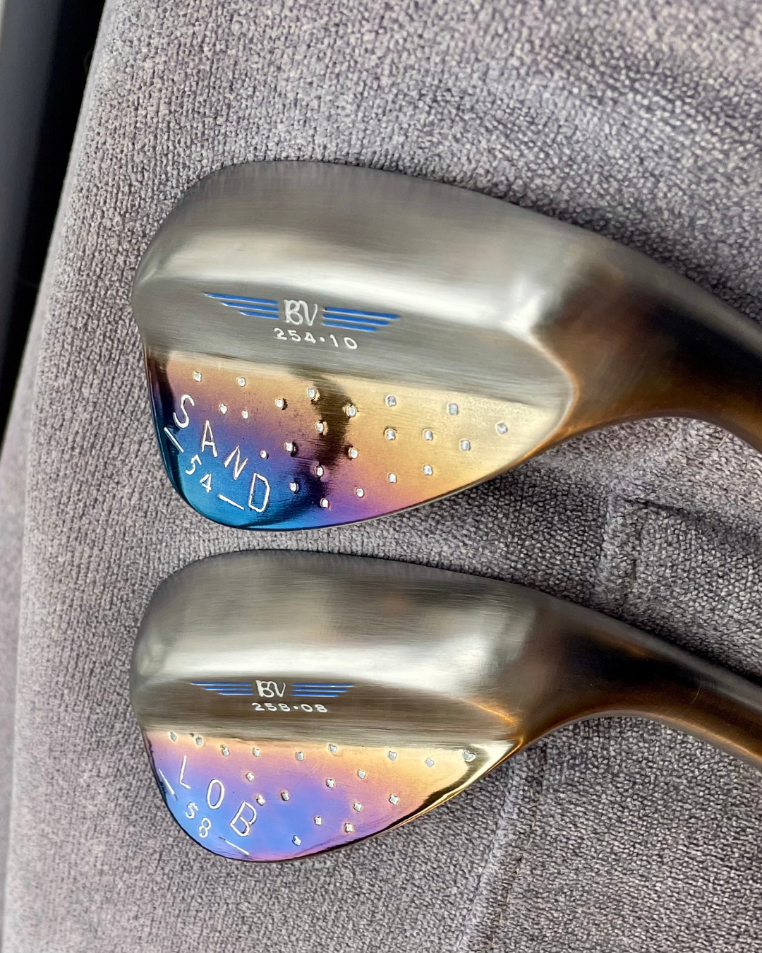 Titleist Vokey Design wedge after Torched Rainbow; Manufacturer Stamp Deletion; Custom Stamped refinish by Sublevel Golf