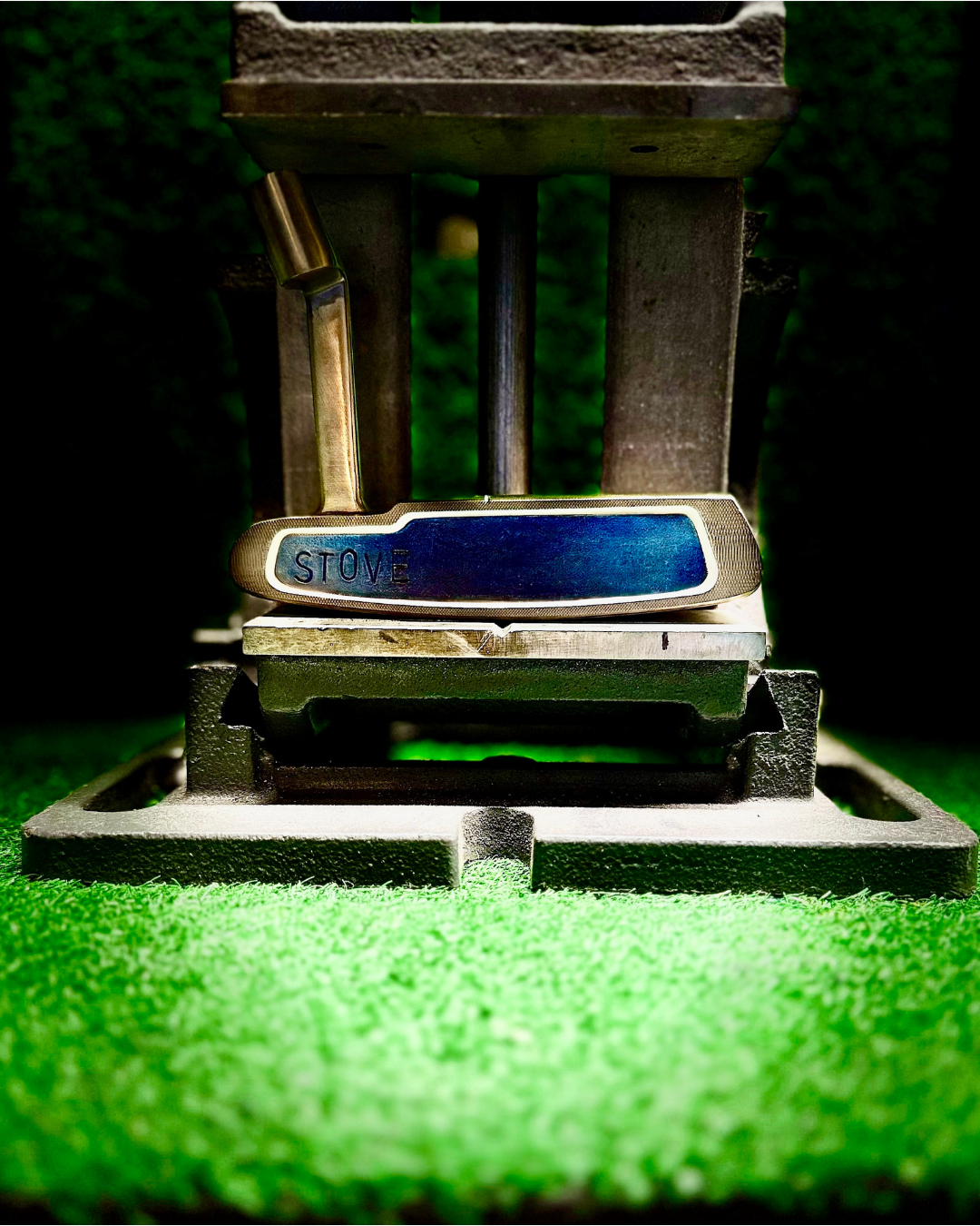 Callaway Odyssey DFX 1 putter after Bronze Torched; Handcrafted Carbon Steel Insert Torched Blue; Hand Stamping refinish by Sublevel Golf