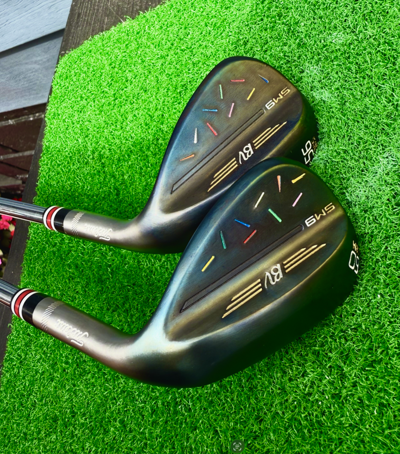 Titleist Vokey SM9 wedge after Tour Blast Torched Blue; Stamped refinish by Sublevel Golf